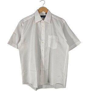 Vintage Versace V2 Vertical Stripe Boxy Fit Short Sleeve Shirt White size 16 1/2